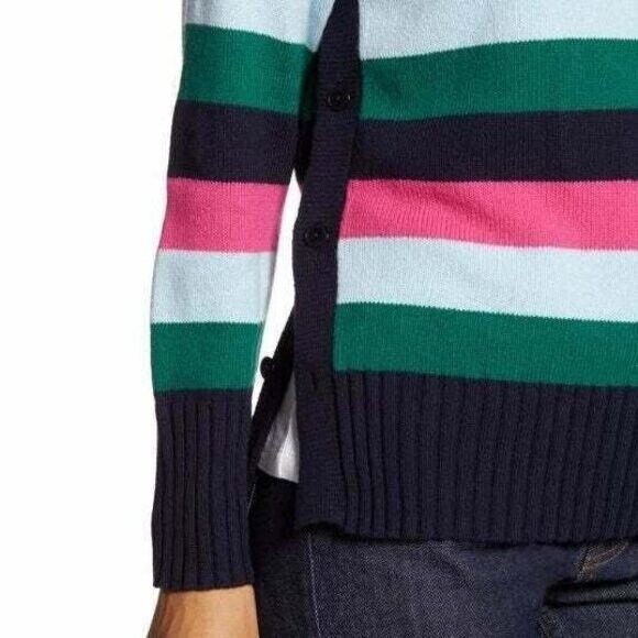 1901 Side Button Sweater Size L Crew Lindsay Stripe Multicolor NWT $79 B44 - Picture 6 of 6
